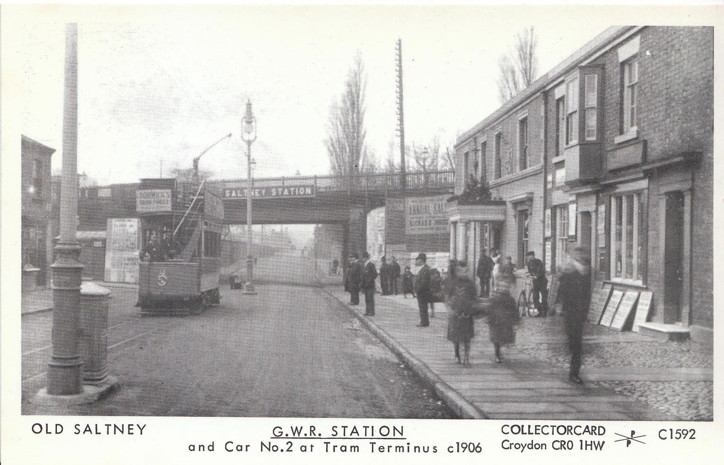 Flintshire Postcard: Saltney G.W.R. Station Tram Car No 2 Terminus 1906 - V2240