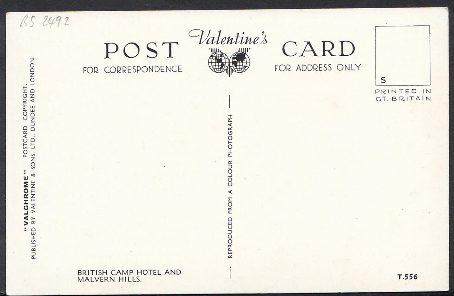 Worcestershire Postcard: British Camp Hotel Malvern Hills Landscape View RS2492