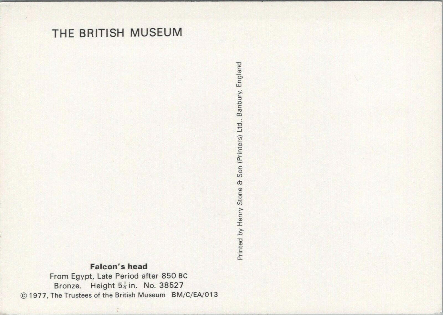 British Museum Postcard - Falcon's Head From Egypt, Late Period RRR1279