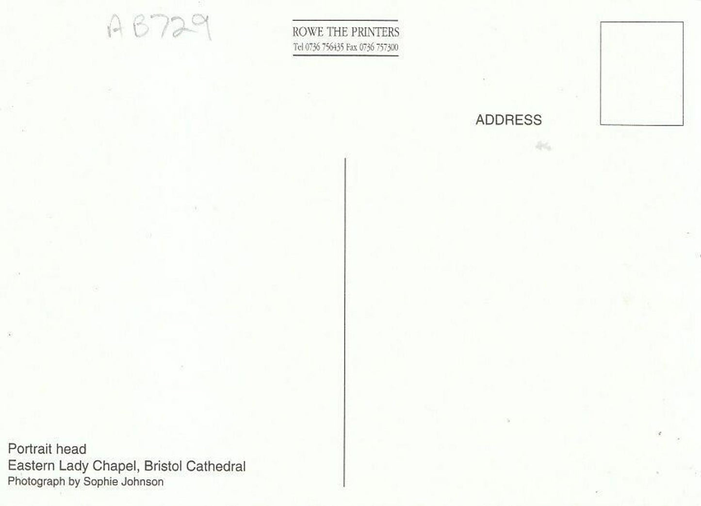 Bristol Postcard - Portrait Head - Eastern Lady Chapel, Bristol Cathedral AB729