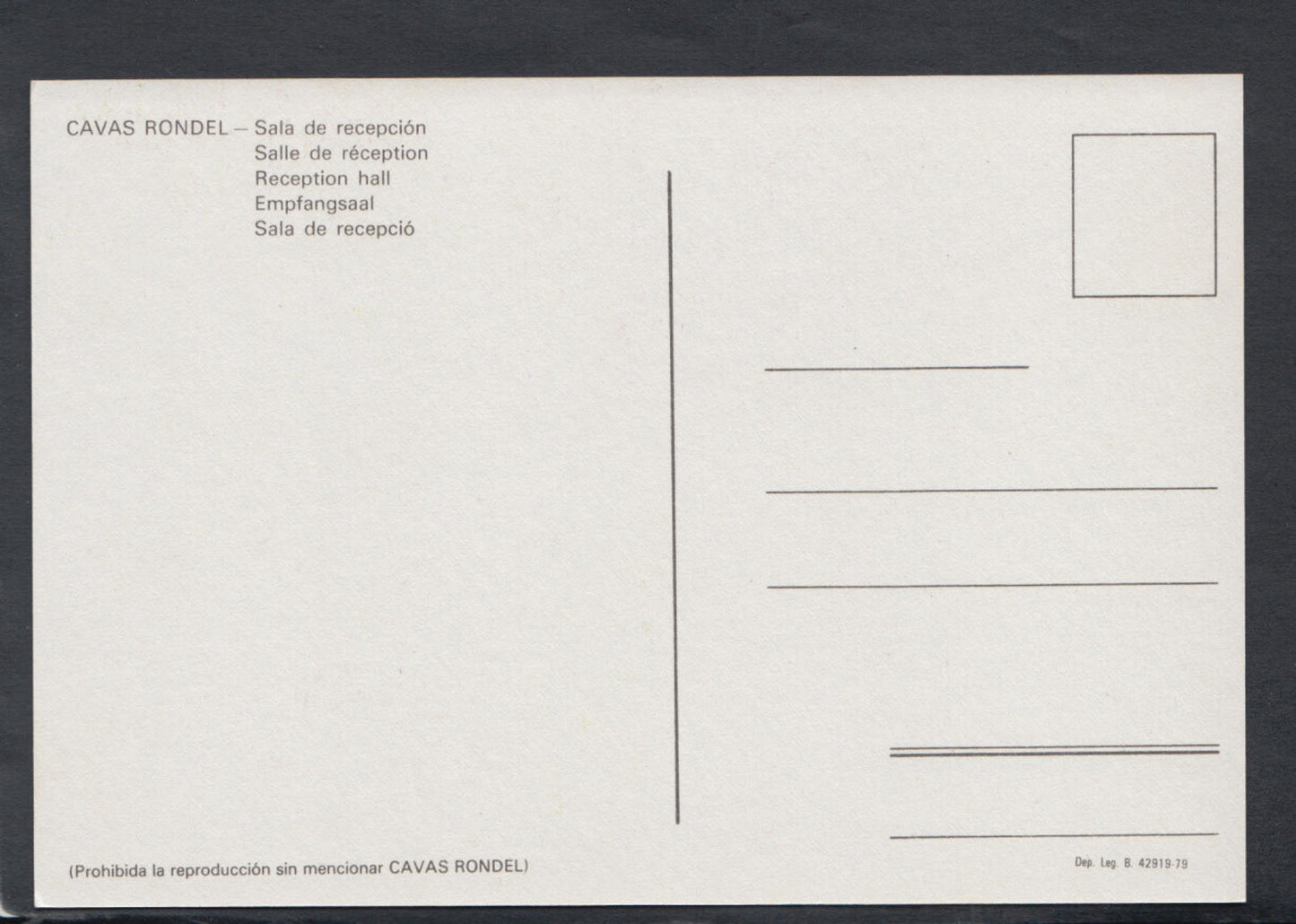 Spain Postcard - Barcelona - Cavas Rondel - The Reception Hall RR5727