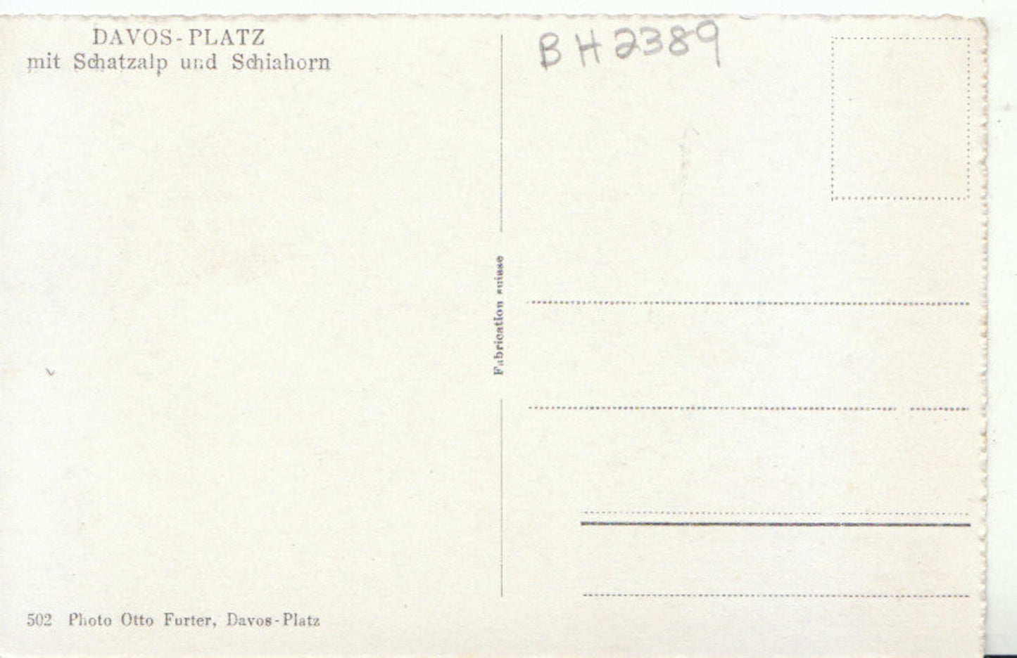 Switzerland Postcard - Davos-Platz - Mit Schatzalp Und Schiahorn TZ1376