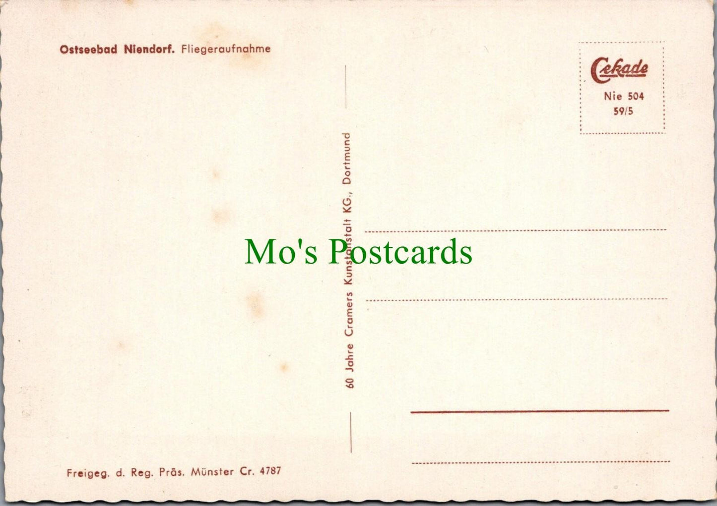 Germany Postcard - Ostseebad Niendorf, Fliegeraufnahme RRR1173