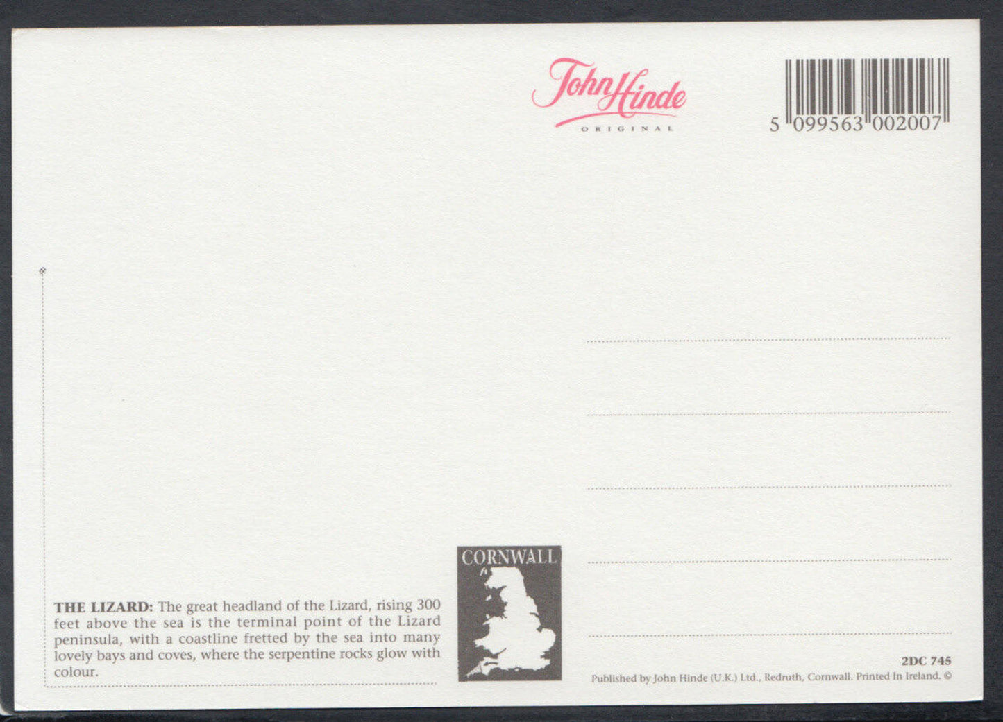 Cornwall Postcard - The Lizard, Most Southerly Point in England RR4735