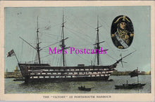 Load image into Gallery viewer, Naval History Postcard - HMS Victory in Portsmouth Harbour. Posted 1913 -RS39391