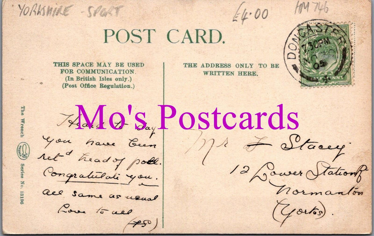 Yorkshire Postcard - Doncaster Horse Race Course and Rings HM746