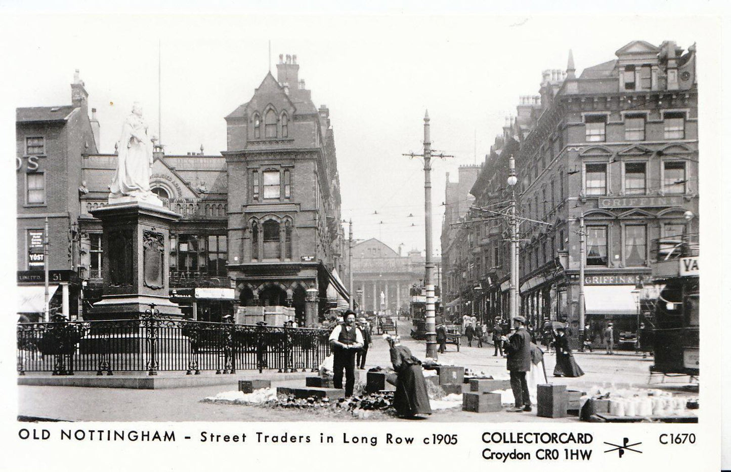Nottinghamshire Postcard - Old Nottingham, Street Traders in Long Row c1905-U75