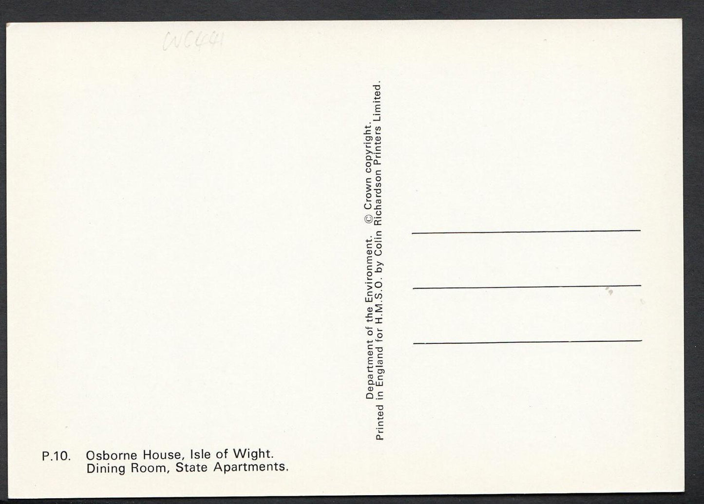 Isle of Wight Postcard - Dining Room, State Apartments, Osborne House WC441