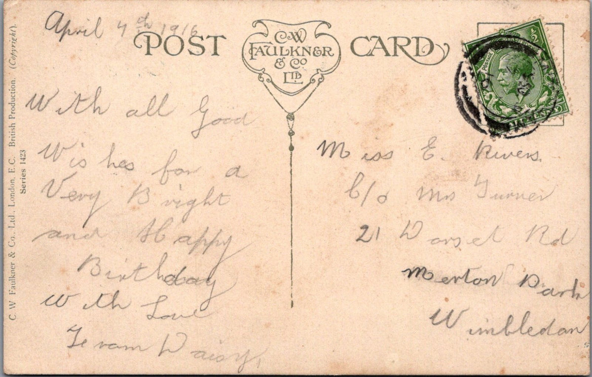 Greeting Postcard:Birthday Greetings Now Safely Anchored, Artist G.Marks XT3623