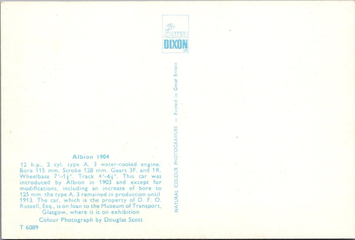 Automobile Postcard: Albion 1904 Veteran Car Museum Transport Glasgow XT5356