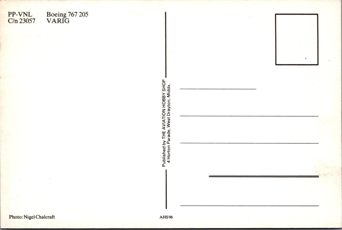 Aviation Postcard: Brazil Varig Boeing 767-205 Airplane Aircraft PP-VNL XT5191