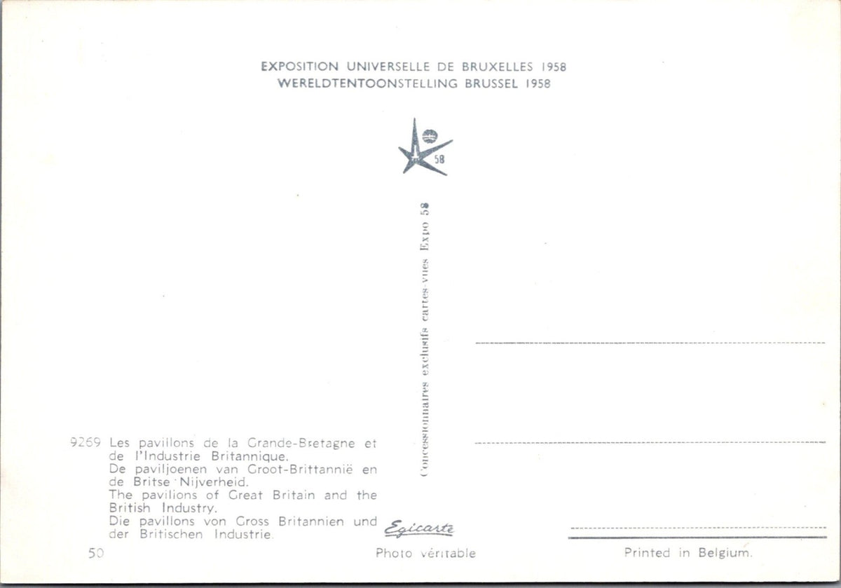 Exhibition Postcard: Great Britain Pavilion Expo 58 Brussels World Fair XT5103