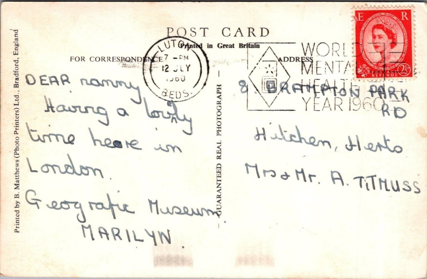 London Postcard: The Geological Museum View Of Main Hall Galleries 1960 XT3714