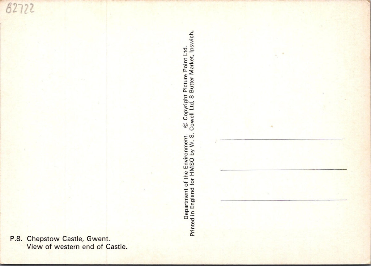 Monmouthshire Postcard: Chepstow Castle Gwent Western End Ruins Trees 70s B2722