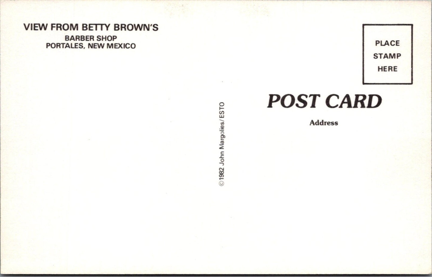 New Mexico Postcard: Portales, Betty Browns Barber Shop, Consuelo 1980's XT4406