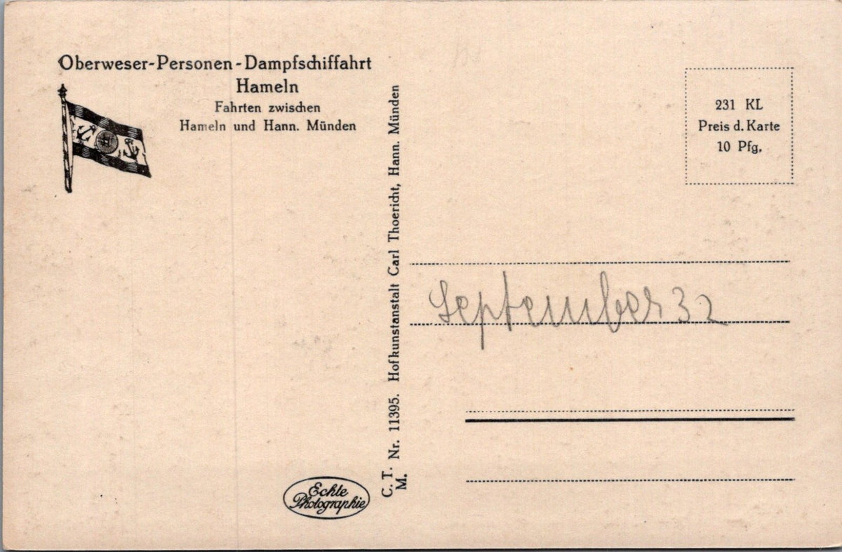 Germany Postcard:Hann Muenden River Salondampfer Fuerst Bismarck RPPC 30s XT5429