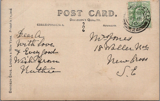 Fond Birthday Wishes Rural Cottage Poem Postcard Graphic Borders Verse XT3494