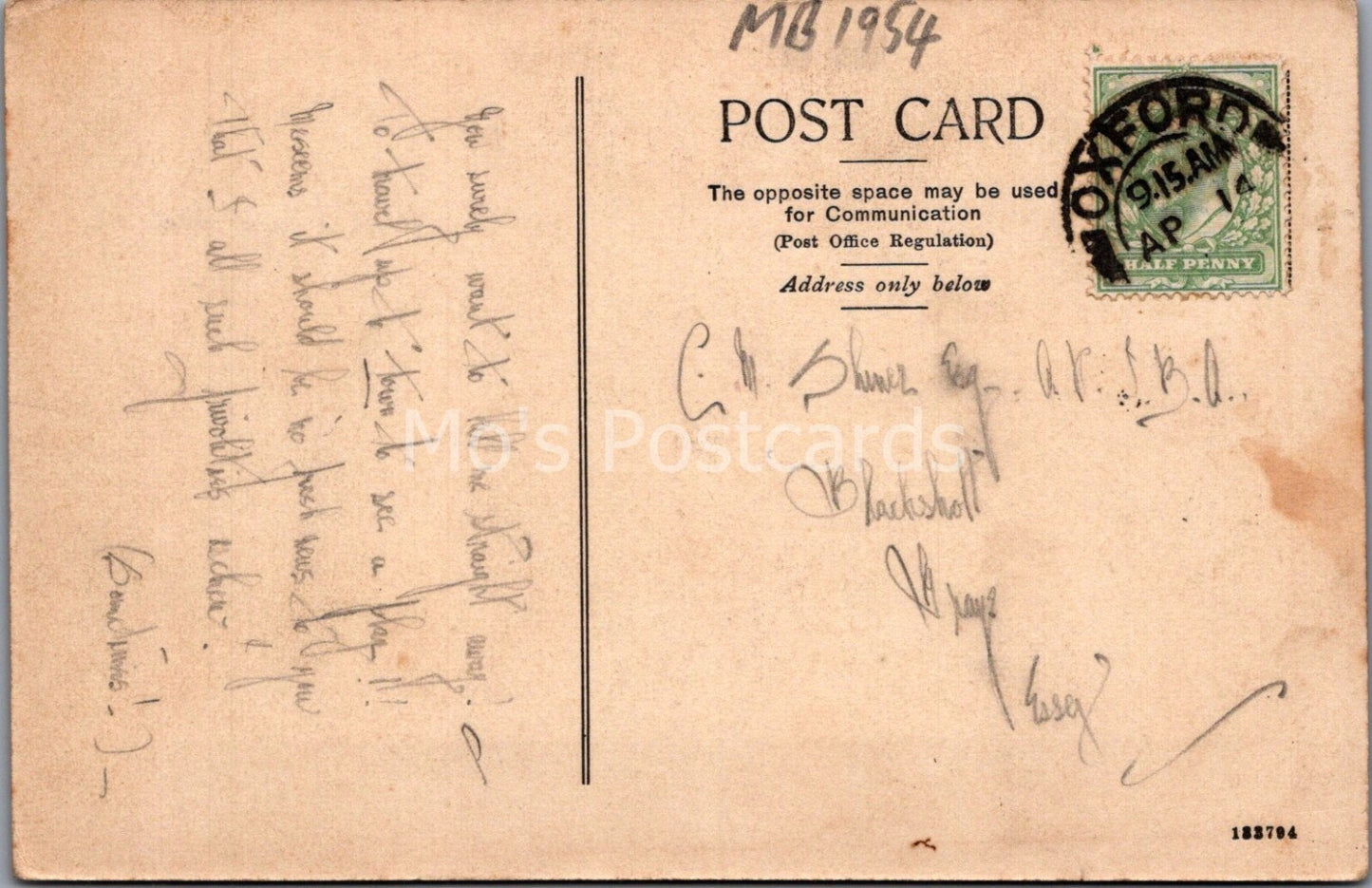 Oxfordshire Postcard: Oxford, St Johns Home, St Marys Road MB1954