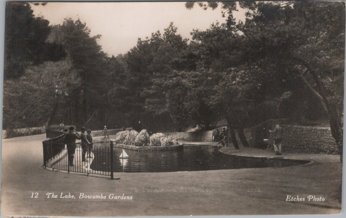 Dorset Postcard: Boscombe Gardens Lake Bournemouth Children RPPC 1935 XT4588