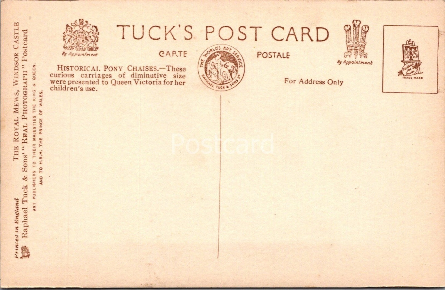 Berkshire Postcard:Windsor Castle Royal Mews Pony Chaises Car RPPC 1930's XT4273