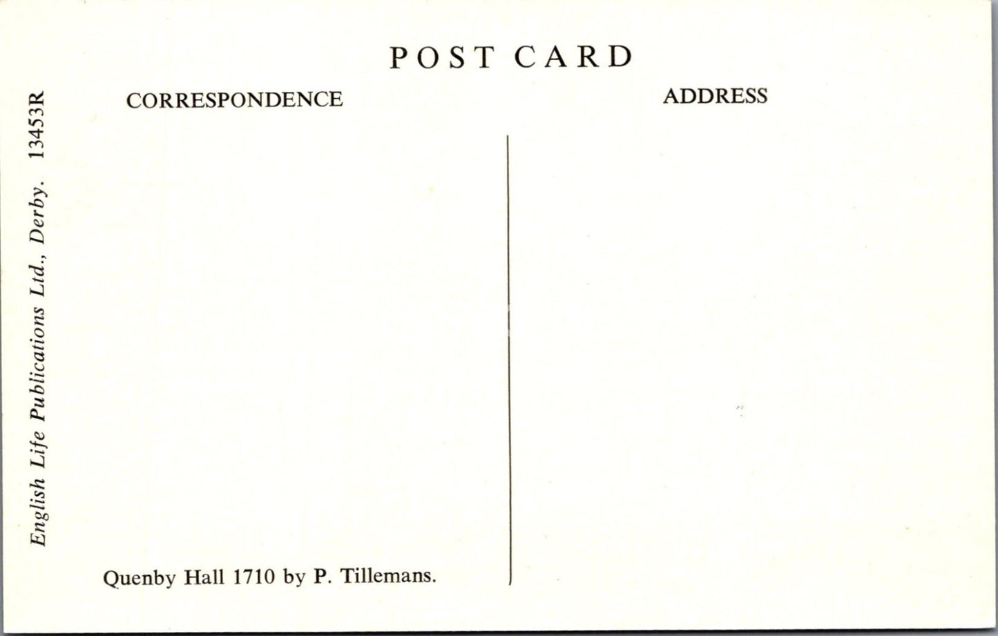 Leicestershire Postcard: Quenby Hall, Jacobean Manor House, Painting 70's XT4403