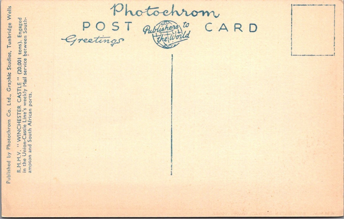 Shipping Postcard: RMMV Winchester Castle Union Castle Liner Cape Town XT5324