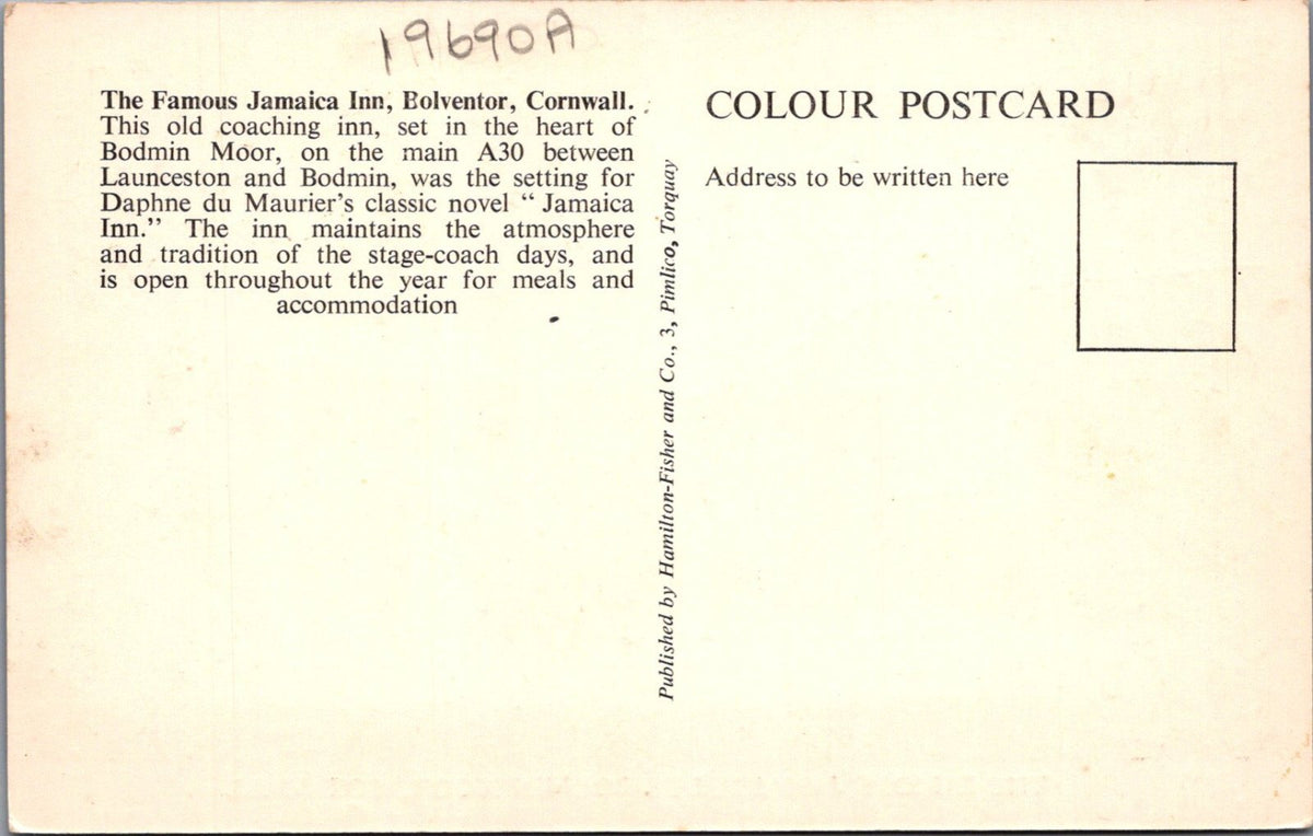 Cornwall Postcard: Jamaica Inn Bolventor Bodmin Moor Coaching Pub 1960's 19690A