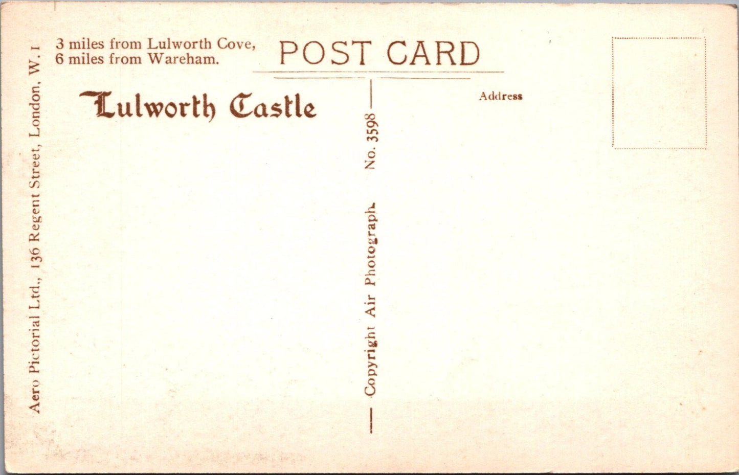 Dorset Postcard: Lulworth Castle Aerial View Aero Pictorial 1930’s XT4275