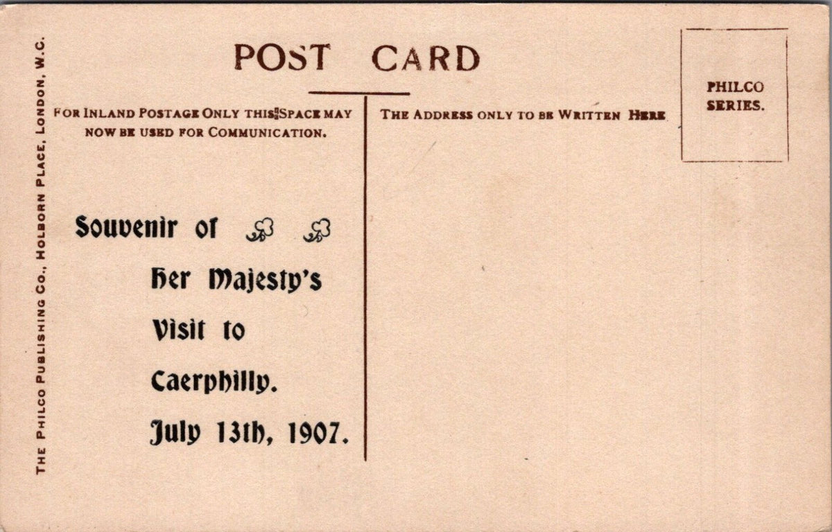 Royalty Postcard: HM Queen Alexandra Souvenir Visit Caerphilly 1907 XT3595