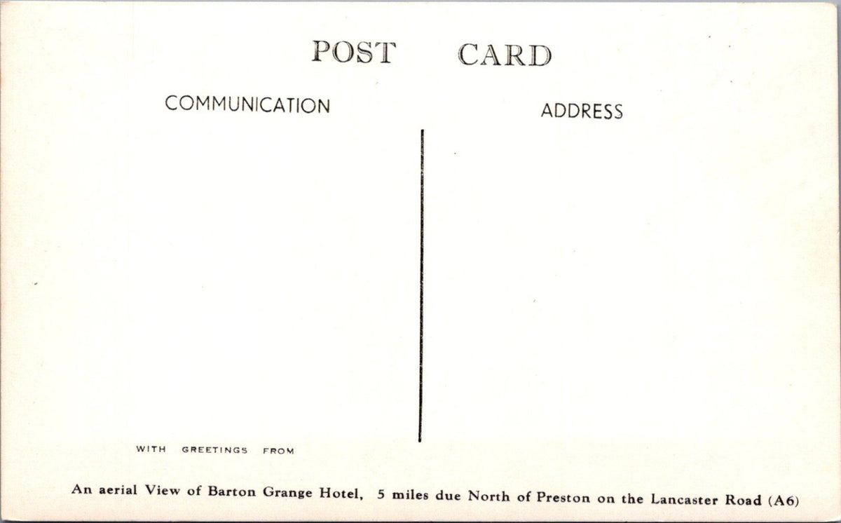 Lancashire Postcard: Barton Grange Hotel Preston Lancaster Road Aerial XT4583