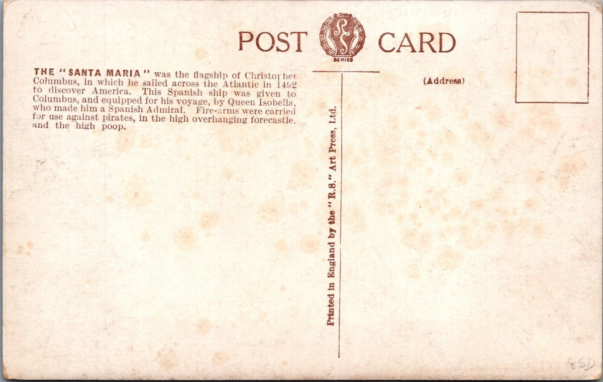Shipping Postcard: Santa Maria, Christopher Columbus Flagship Galleon XT5313