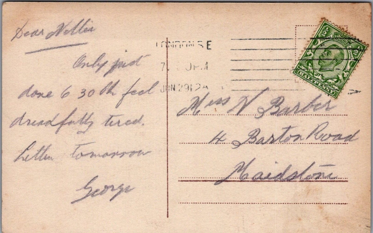 Fashion Postcard:Elegant Edwardian Lady Studio Portrait Flowers RPPC 1912 XT5651