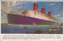 Load image into Gallery viewer, Shipping Postcard - Queen Mary, Cunard White Star Liner HM120