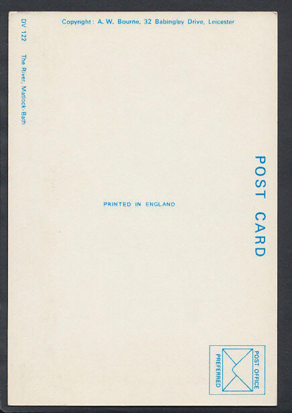 Derbyshire Postcard - The River, Matlock Bath RR2291