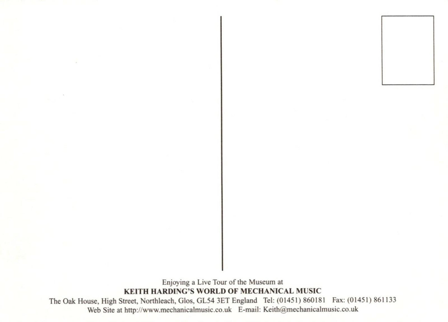 Music Postcard - Keith Harding's World of Mechanical Music RRR407