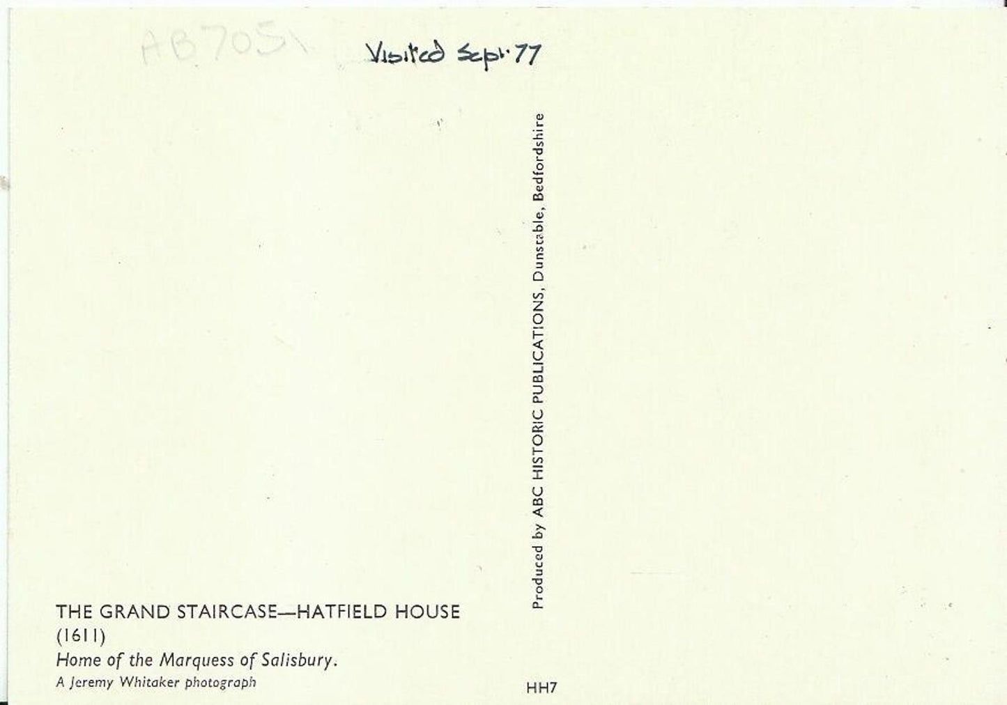Hertfordshire Postcard - The Grand Staircase, Hatfield House AB705