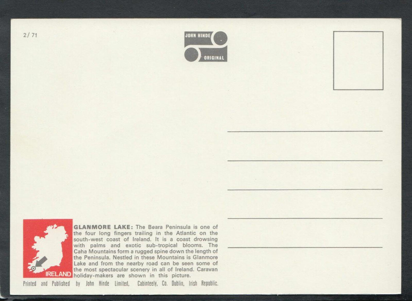 Ireland Postcard -Glanmore Lake,and Kenmare Bay,Caha Mountains, Co Kerry RR5248