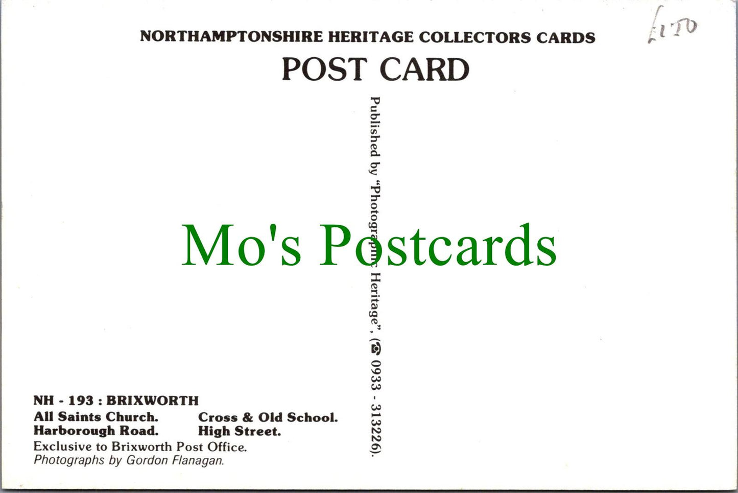 Northamptonshire Postcard - Brixworth Cross & Old School, High Street RR19856