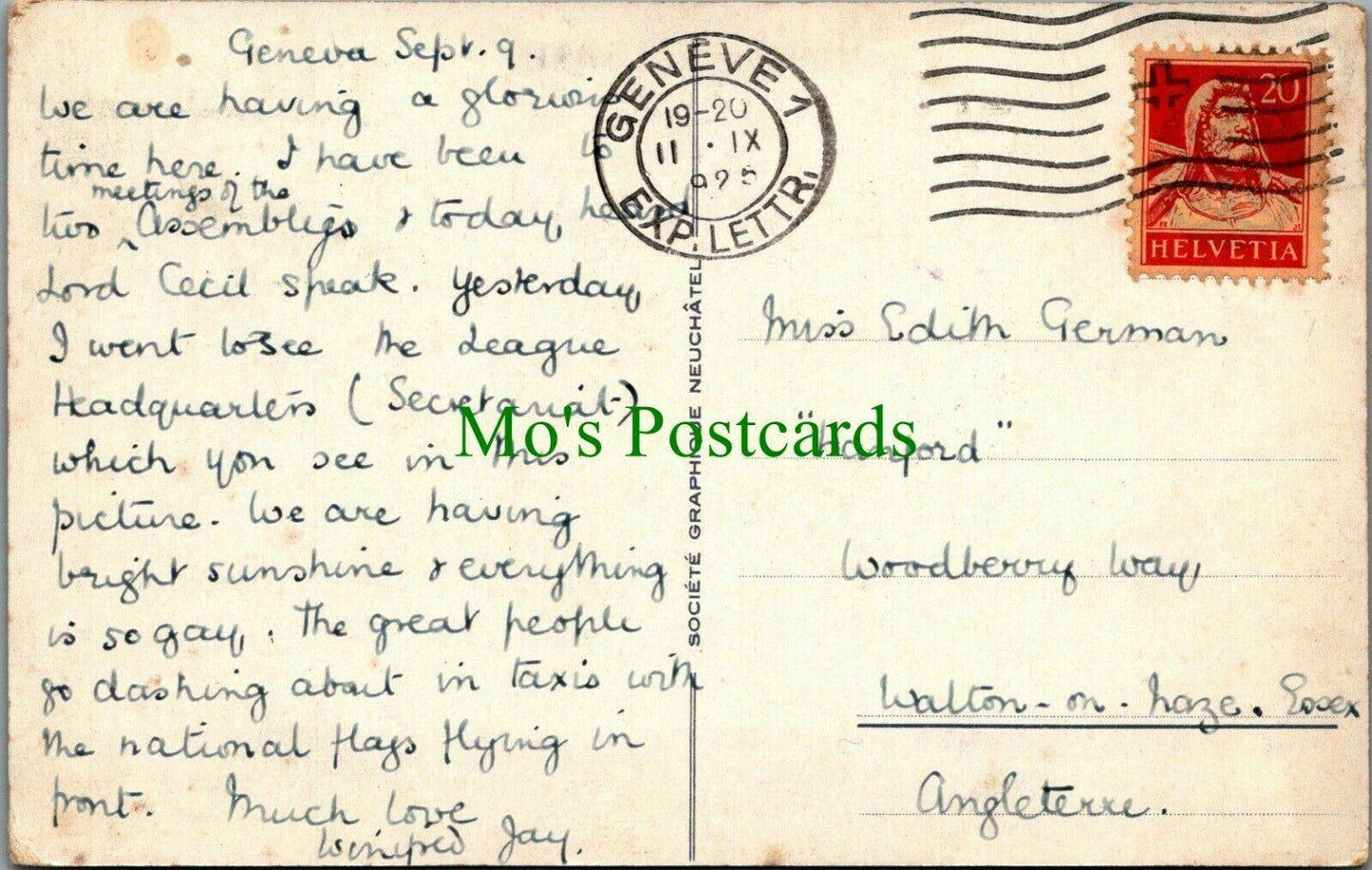 Switzerland Postcard - Geneve - Palais Des Nations RS25404