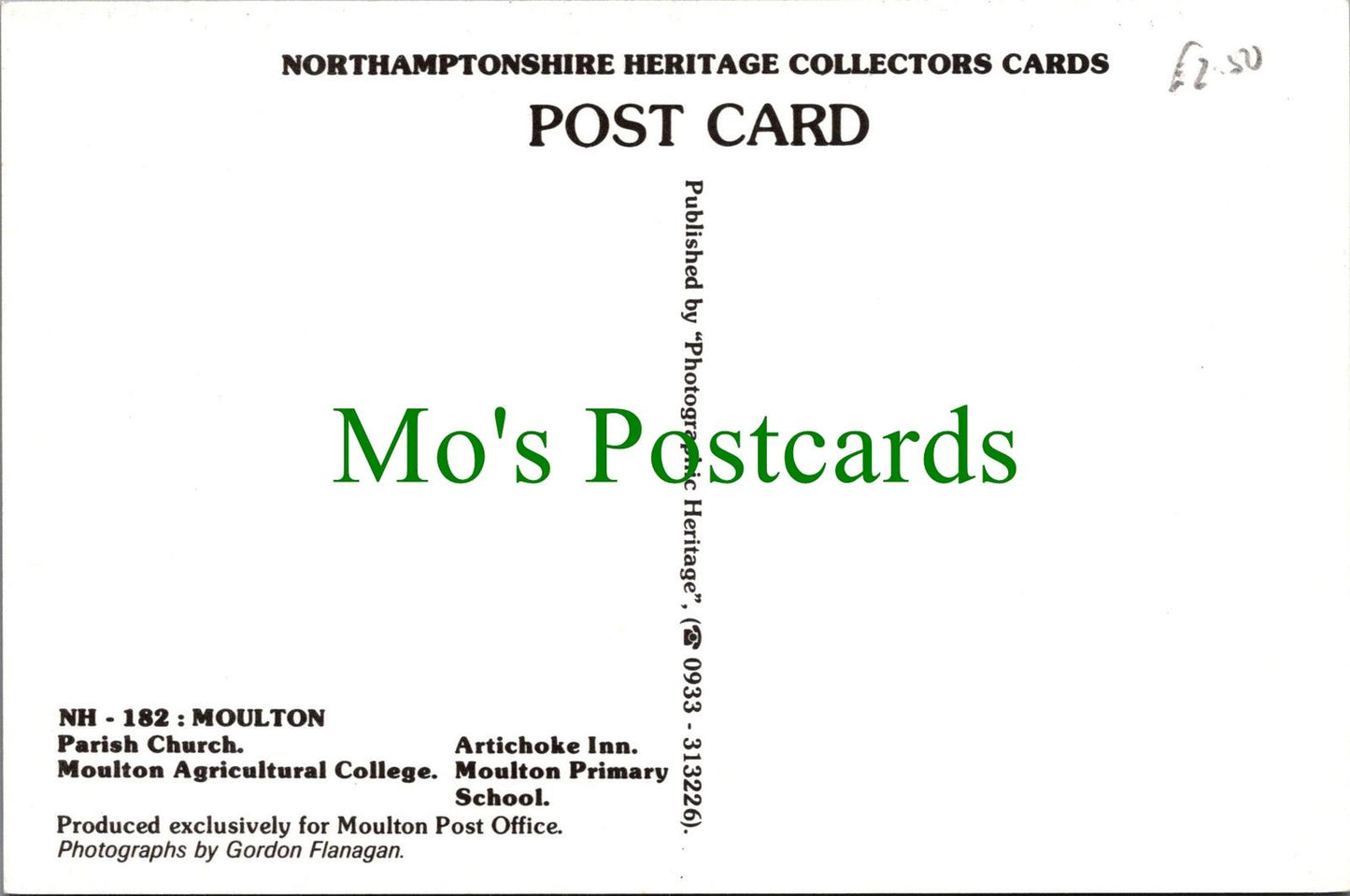 Northamptonshire Postcard - Moulton Agricultural College, Artichoke Inn RR19852