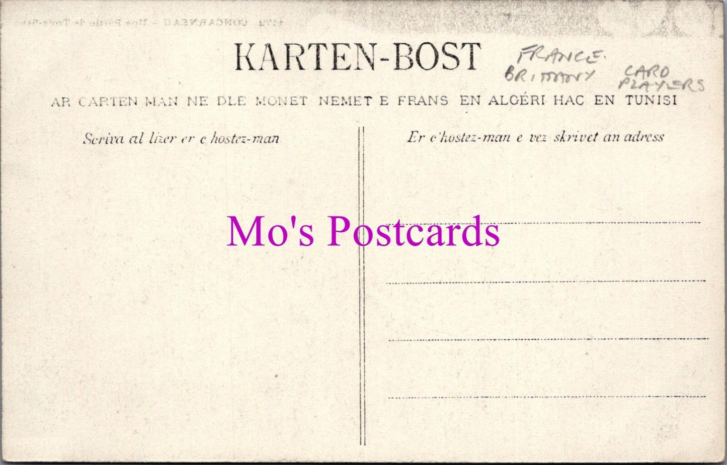 France Postcard - Concarneau, Une Partie De Trois-Sept, Playing Cards RS38818