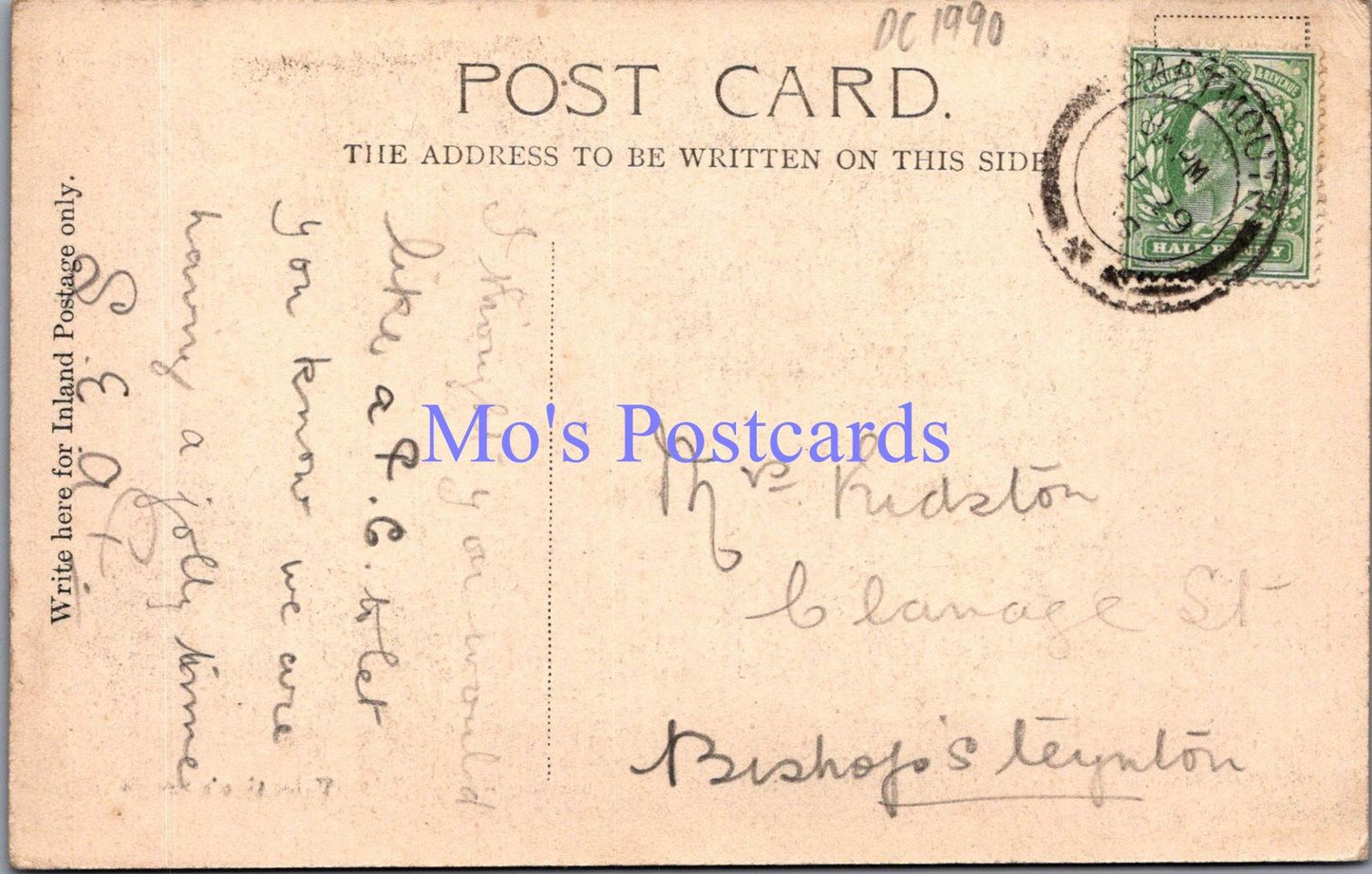 Devon Postcard - Totnes Castle. Posted 1915 - DC1990