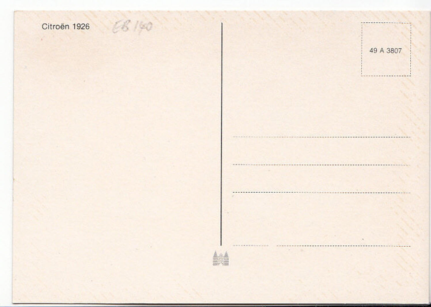 Vintage Motor Cars Postcard - Citreon 1926 - EB140