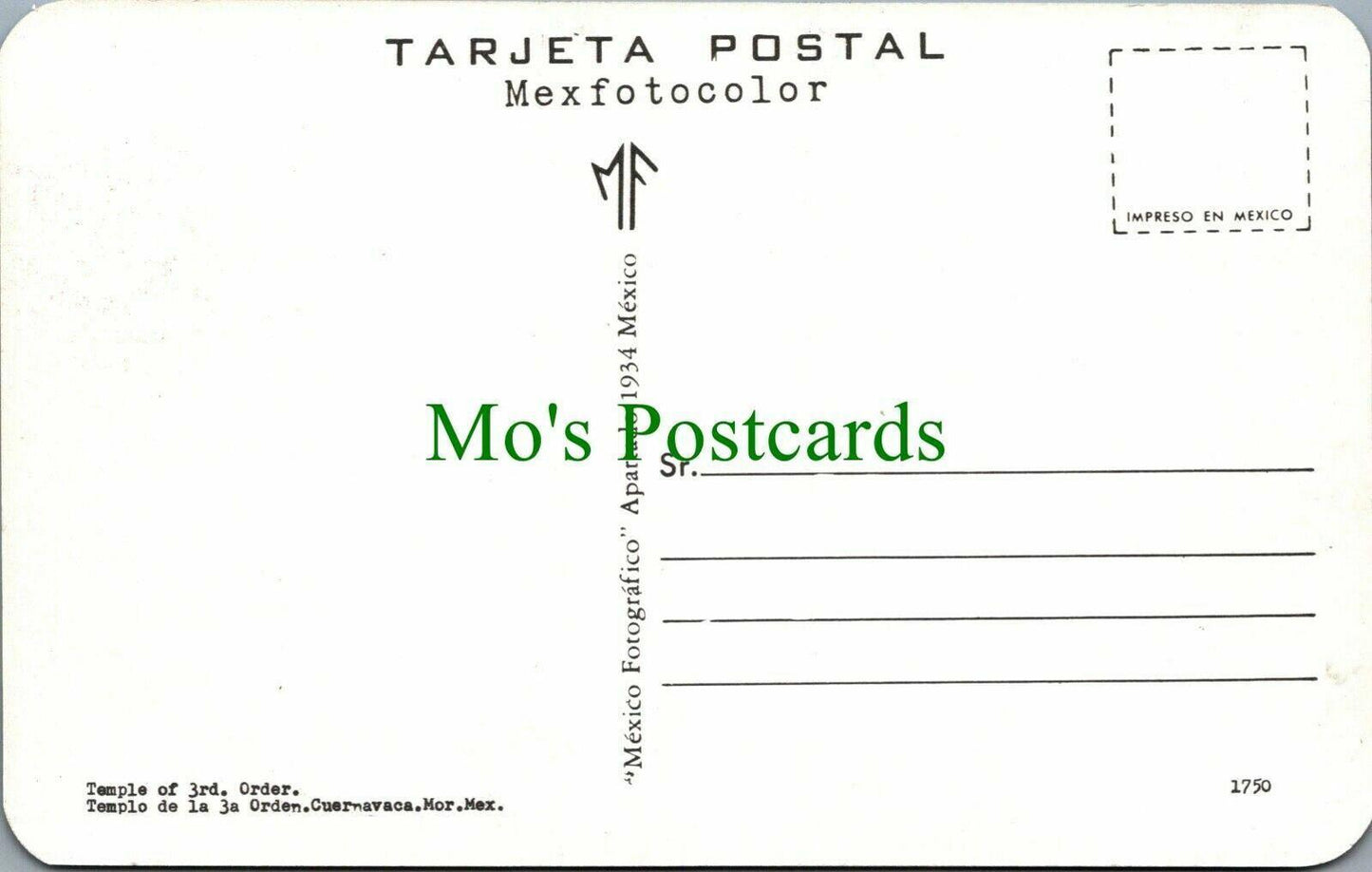 Mexico Postcard - Temple of The Third Order, Cuernavaca, Morelos RS27963