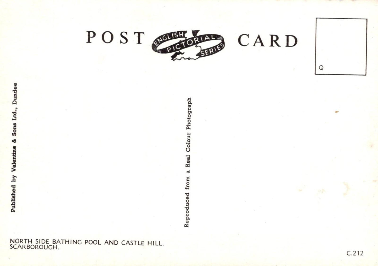 Yorkshire Postcard - Scarborough, North Side Bathing Pool & Castle Hill RR22947
