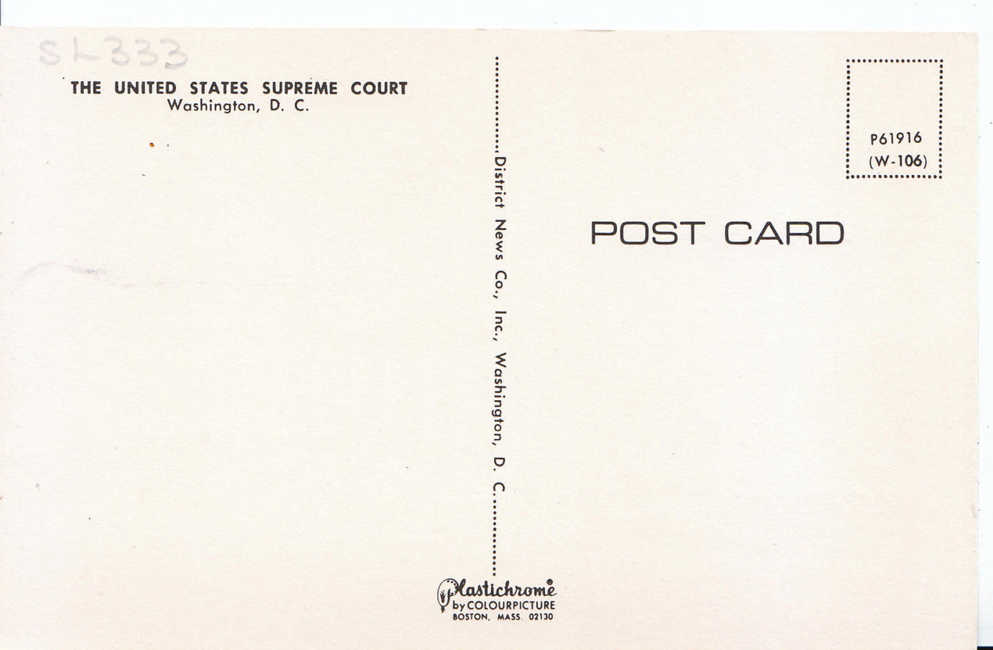 America Postcard - The United States Supreme Court, Washington D.C. SL333