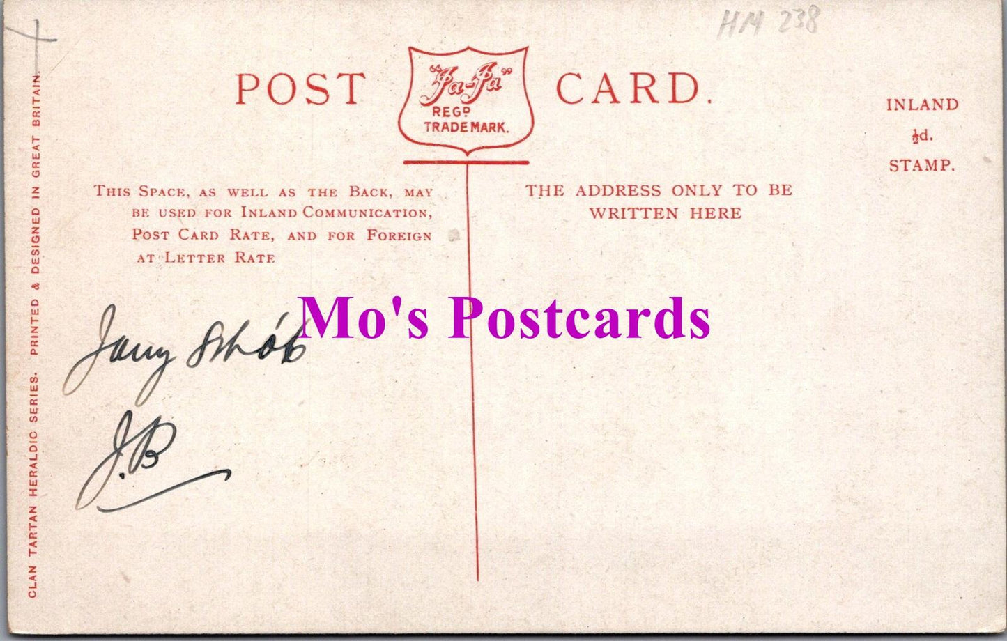 Heraldic Postcard - Scottish Heraldry, MacDonald of Staffa HM238