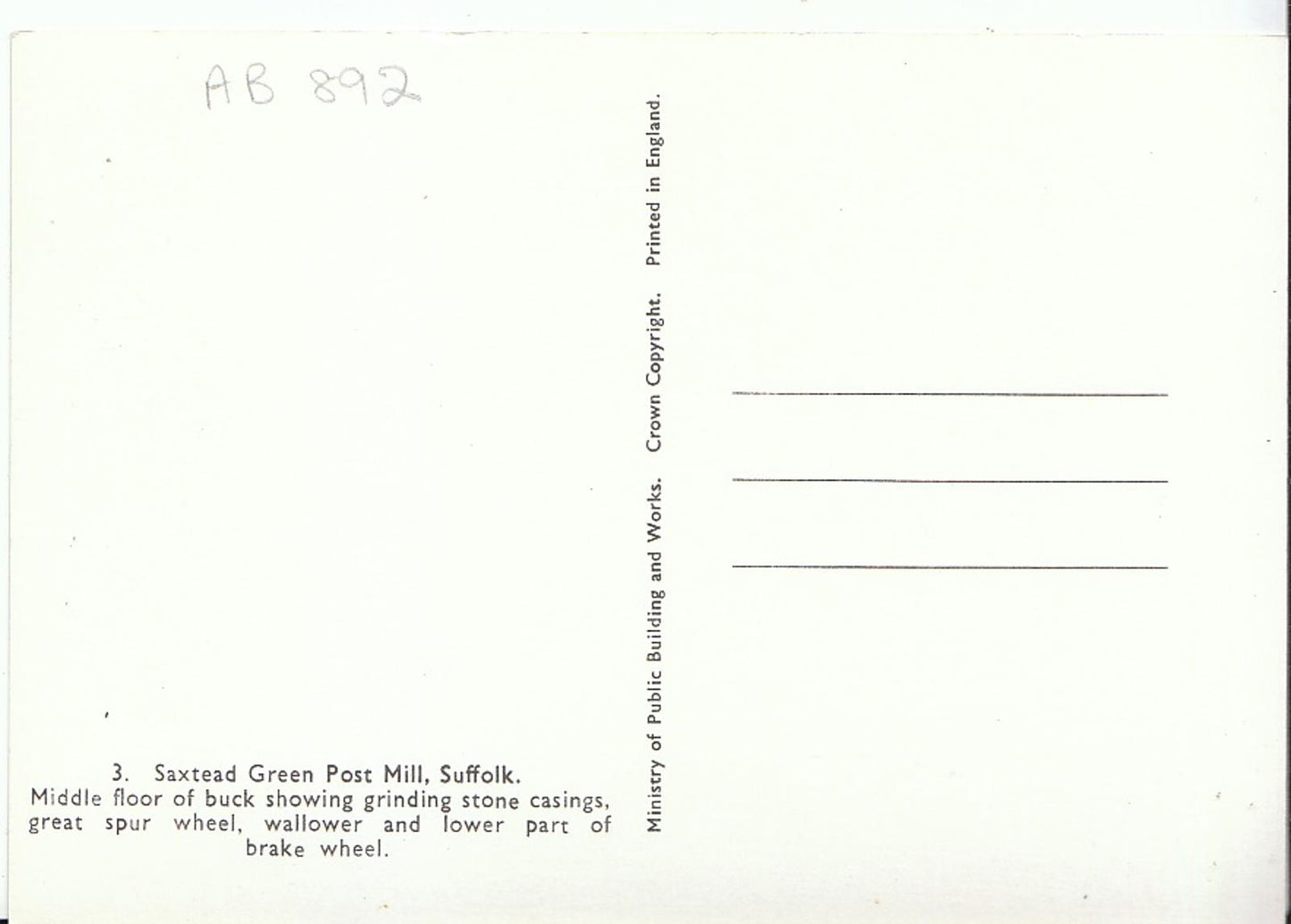 Suffolk Postcard - Saxtead Green Post Mill AB892