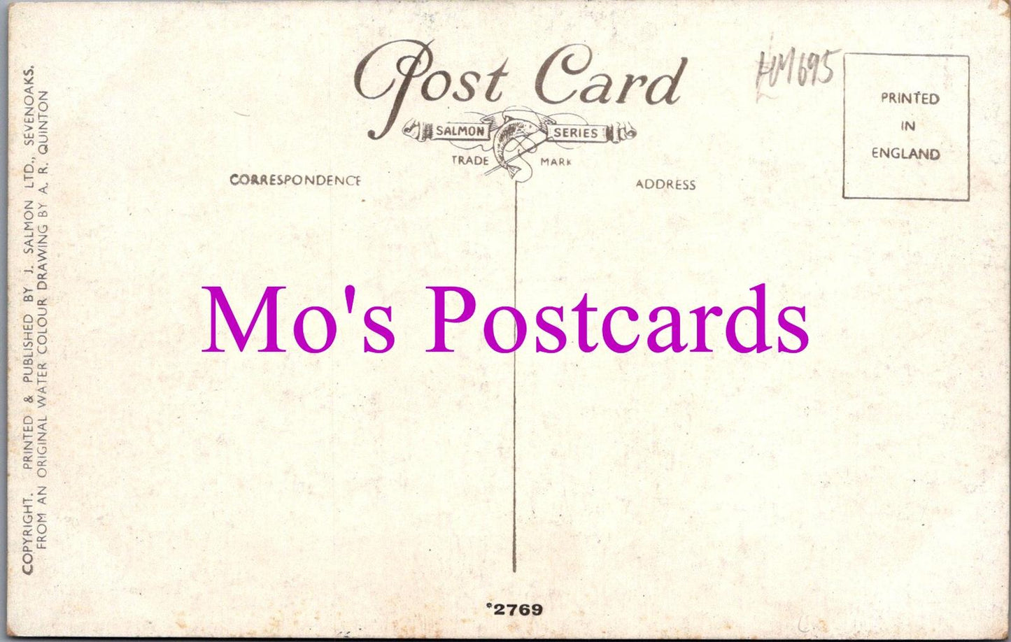 Dorset Postcard - Swanage. The Globe. Artist A.R.Quinton HM695