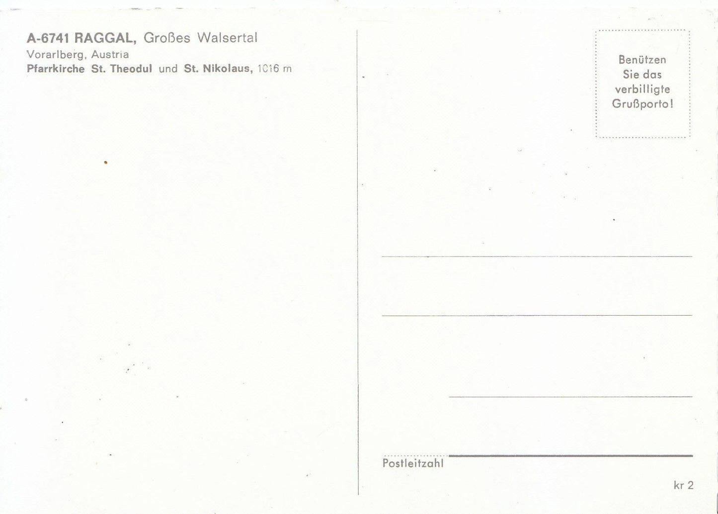 Austria Postcard - Raggal, Plarrkirche St Theodul und St Nikolaus SM173
